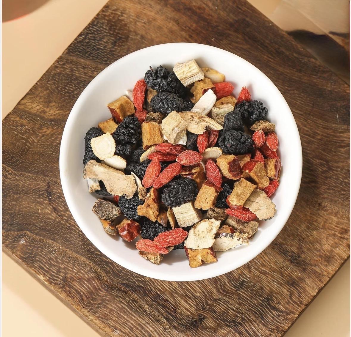 Loose herbal blend, cut and mixed in small runs